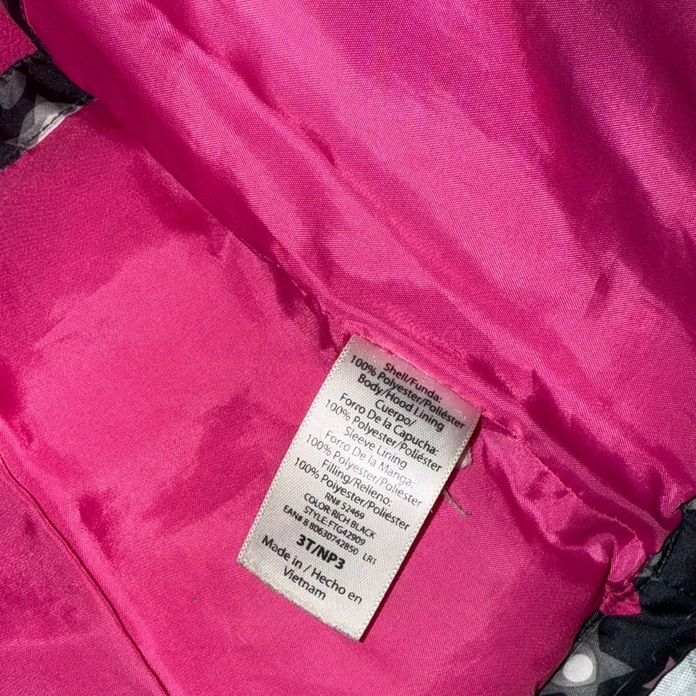 Faded Glory Black and Pink Star Puffer Jacket